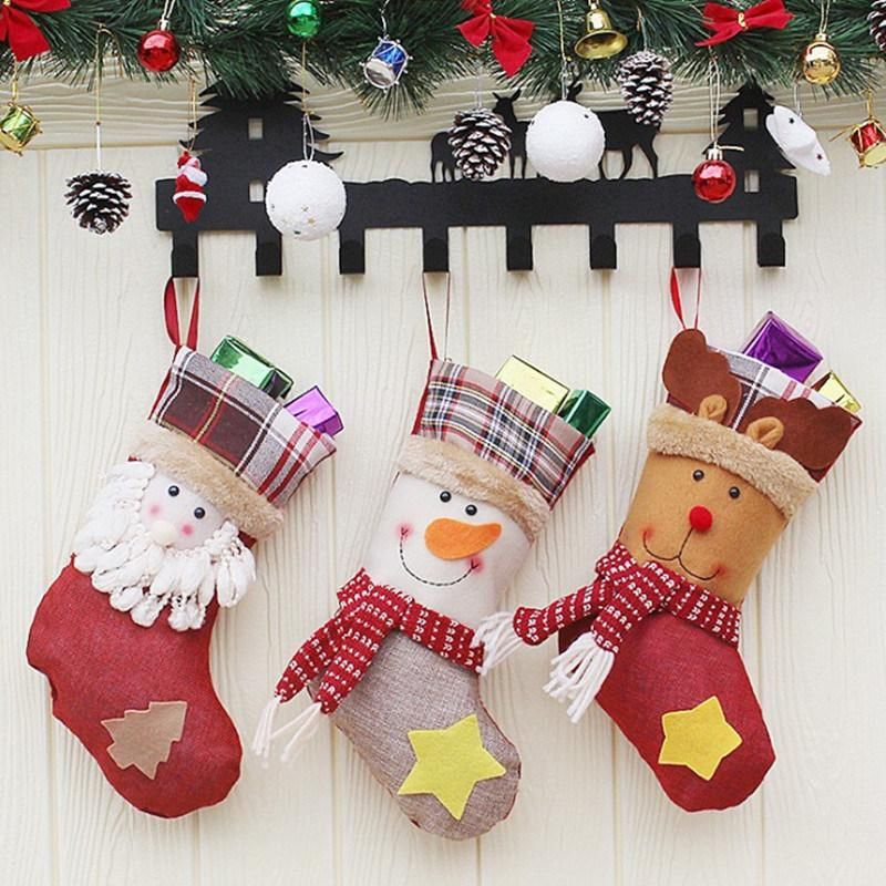 1PCS Christmas Stockings Santa Claus Socks Kids Gift