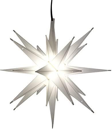 LED Moravian Star Tree Topper - Bright White 3D Lighted Christmas Star Tree Topper - Use as Advent Star, Bethlehem Star, or as Holiday Light Decoration. (White