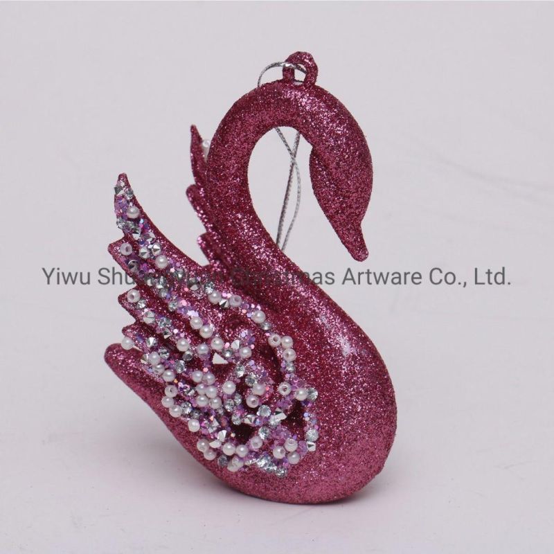 Christmas Glitter Decoration Haing Swan