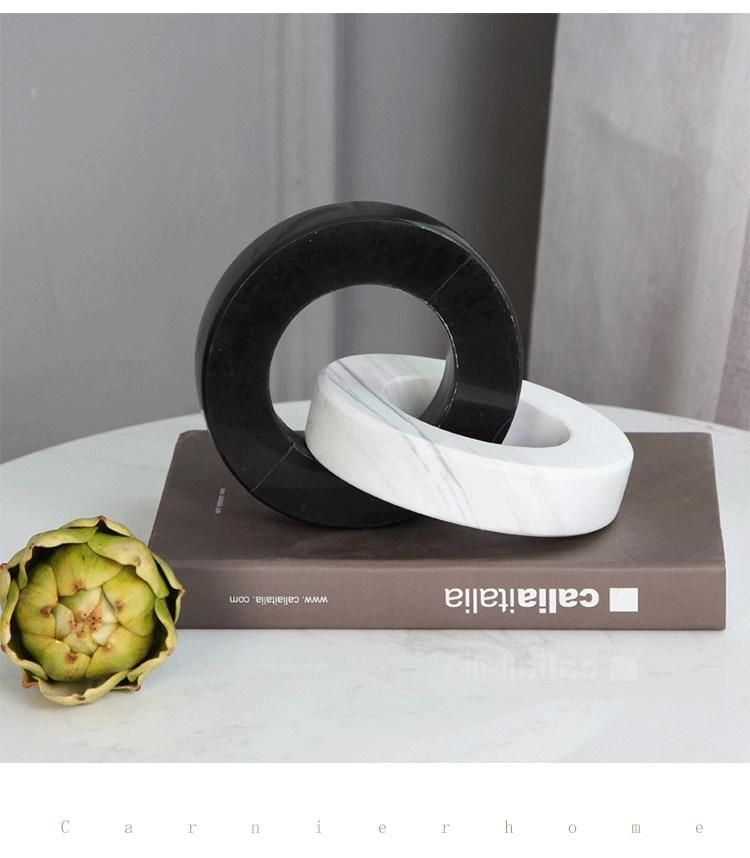 Decorative Objects Home Decor Modern Black and White Ornaments Ring Living Room Marble Decor