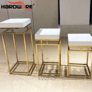 Modern Wedding Decoration Furniture Gold Design Stainless Steel Cake Table
