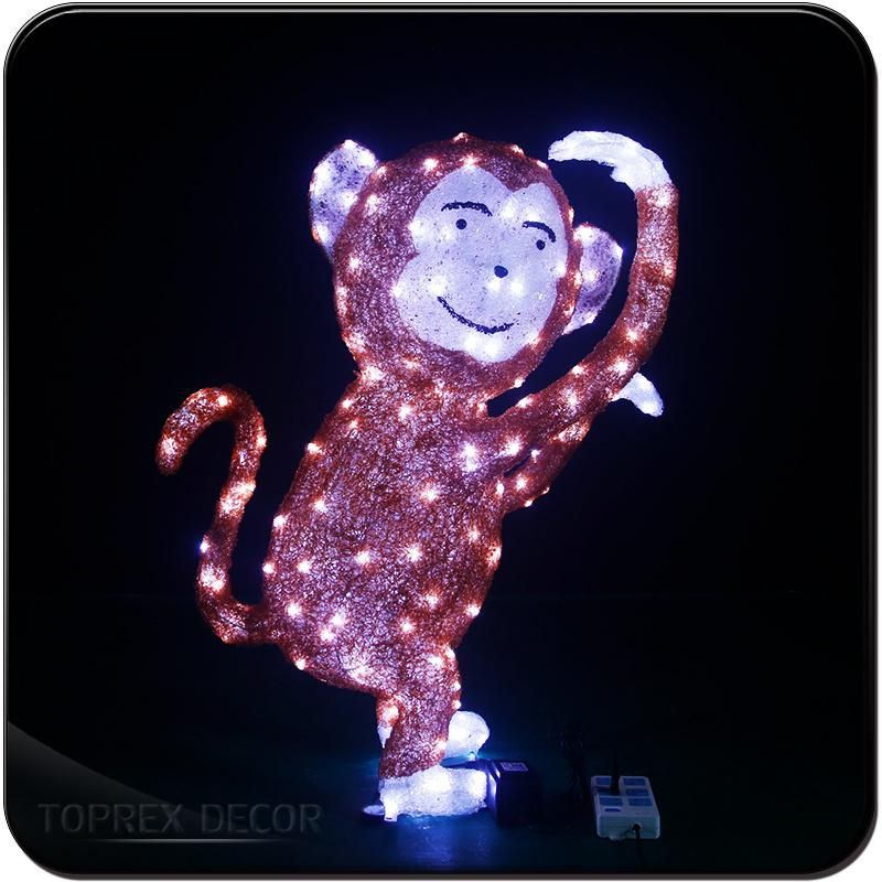 Quality Customizable Motif 3D Acrylic Festival Huge Animation Monkey Light for Christmas