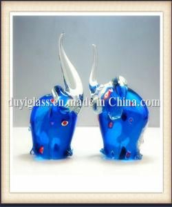 Animal Blue Elephant Glass Craft for Display