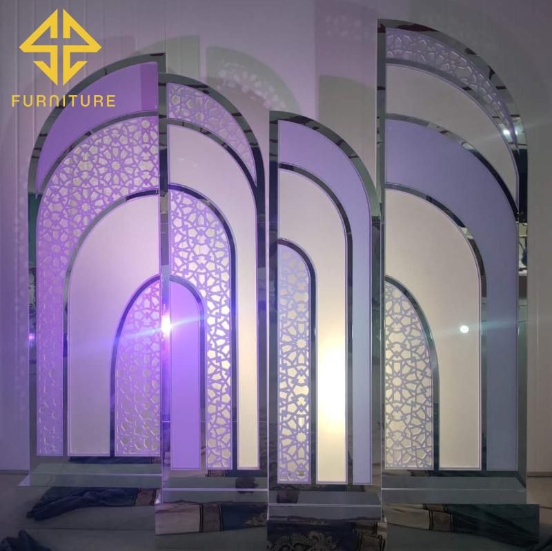 Gorgeous Gold Stainless Steel Acrylic Wedding Backdrops Designs for Wedding and Party