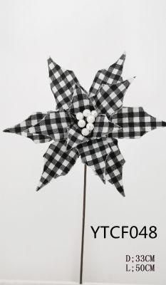 Ytcf048 Plaid Clother White and Black Christmas Flowers with Foam Balls