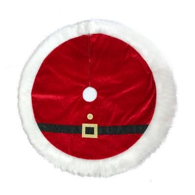 Plush Quilted Sublimation Red Christmas Tree Skirt Mat for Decoration