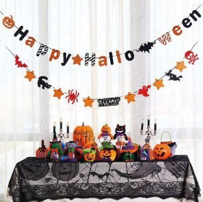 Halloween Triangle Pull Flag Skull Pumpkin Paper Pull Flower Halloween Party Decorations Halloween Pull Flag