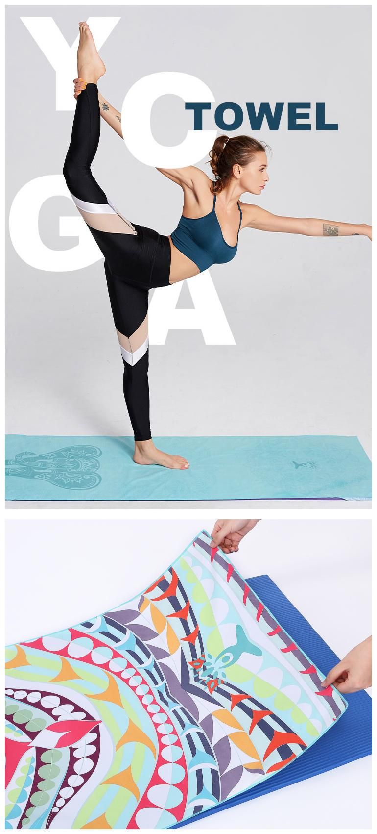 Custom Print Colorful Lightweight Super Soft Sweat Absorbent Yoga Mat Cover Fast Dry Non-Slip Microfiber Suede Yoga Mat Towel
