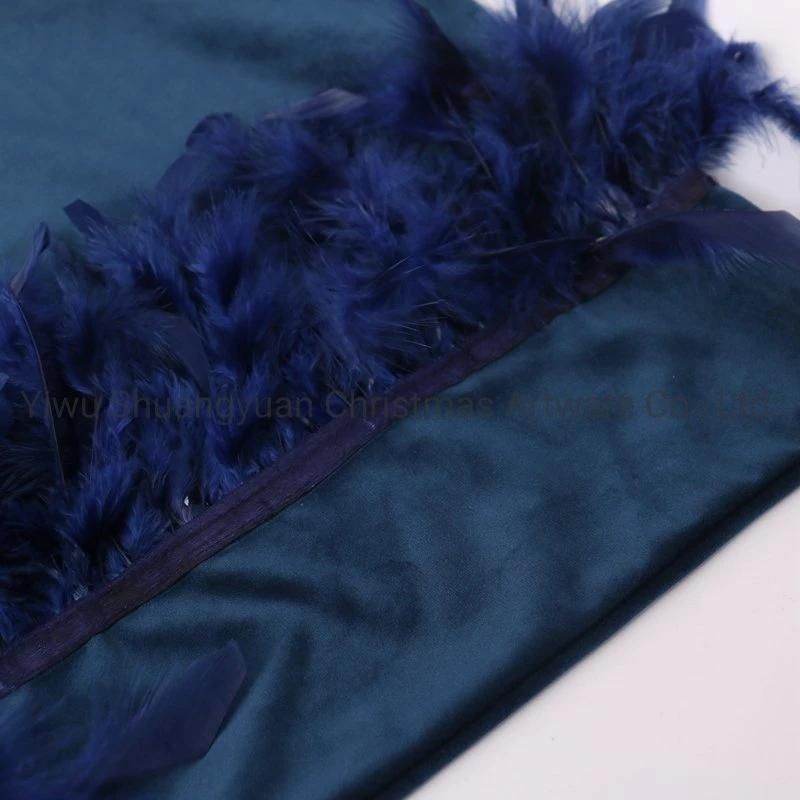 New Design Christmas Bolster Pillow with Feather for Holiday Wedding Party Home Decoration Hook Ornament Craft Gifts