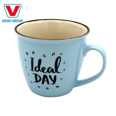 Factory Color Ceramic Tea Mug Logo Decal Printed Plain White Brown Coffee Cup