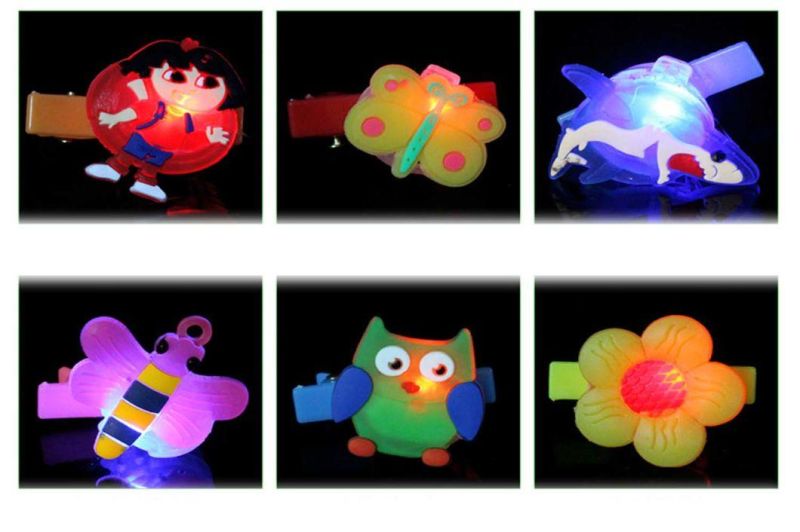 Soft PVC Princess Cartoon Blinking Hair Barrette LED Hair Clip