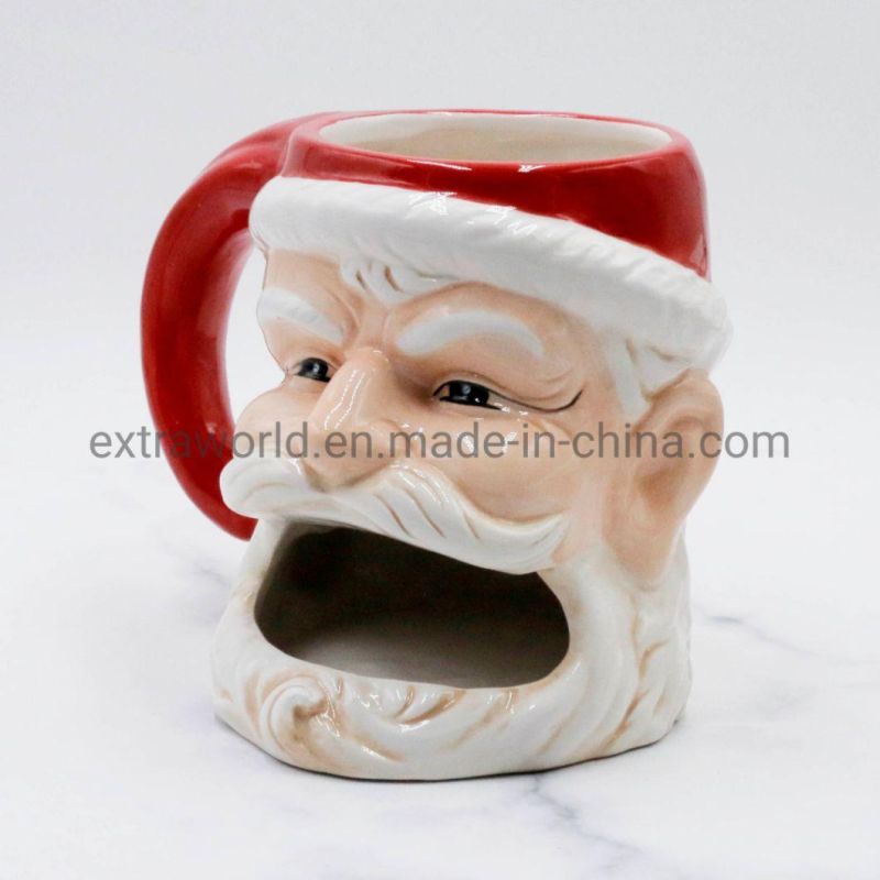 Personalized 3D Christmas Santa Head Ceramic Mug Coffee Cup