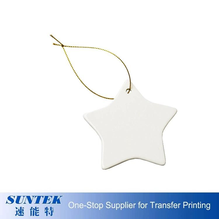 Sublimation Ceramic Christmas Gifts Blank Pendants Xmas Tree Ornament