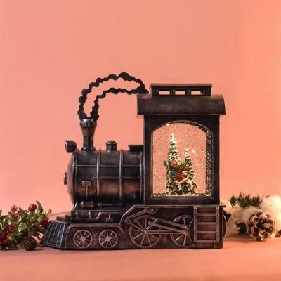 New Design Decorative Music Lantern Water Globe Resin Christmas Train Decoration