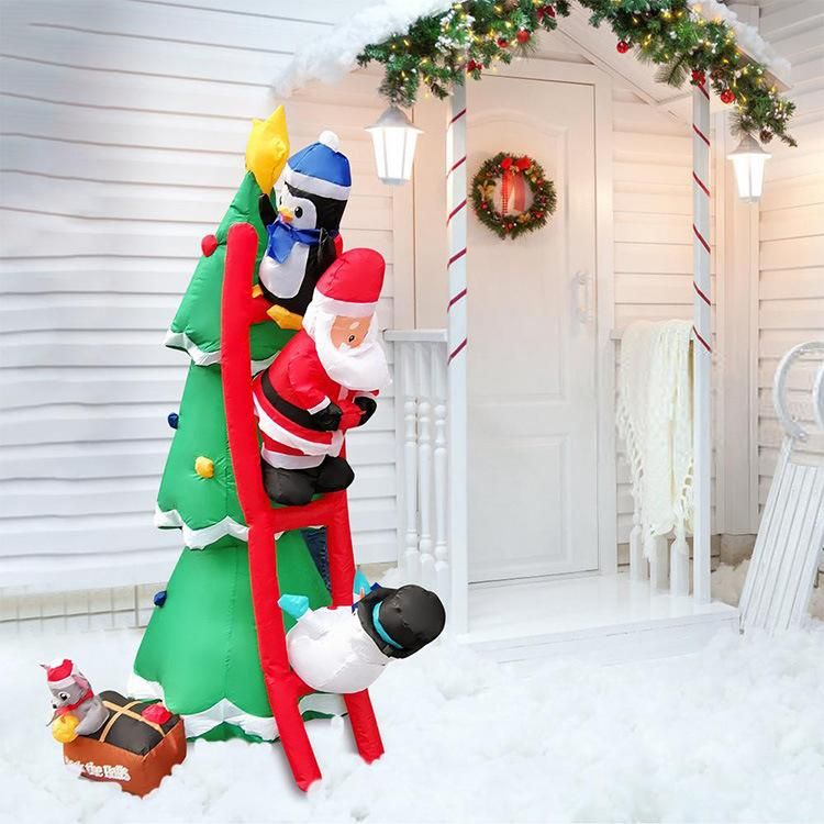 Inflatable Snowmon Chase Santa Claus Penguin Inflatable Christmas Tree