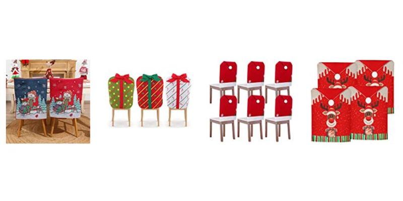 Christmas Chair Covers, Forester Christmas Decoration Dining Chair Slipcovers, Kitchen Dining Chair Slipcovers Sets, for Christmas Holiday Festive Decorations