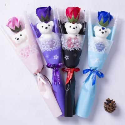 Rose Flower Soap Teddy Bear Gifts for Christmas, Valentine&prime;s Day, Mother&prime;s Day Gifts