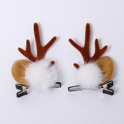 2022 New Design Christmas Decoration Deer Horn Clip Decoration Girl Children Party Hair Clip