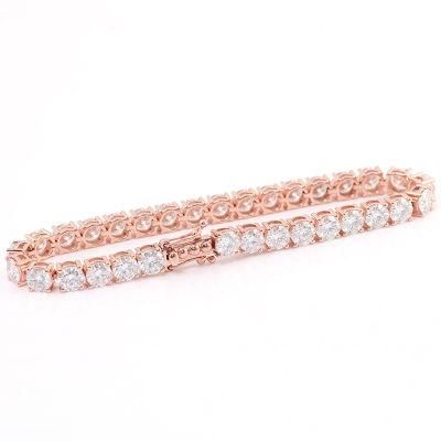 4mm Diamond Jewelry Custom 14K Rose Gold Synthetic Moissanite Bracelet