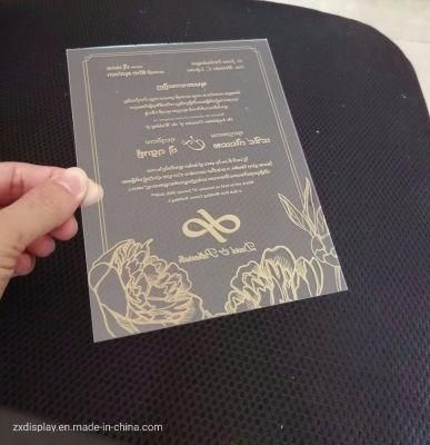 Acrylic Wedding Invitations Cards with Customized Gold Printing