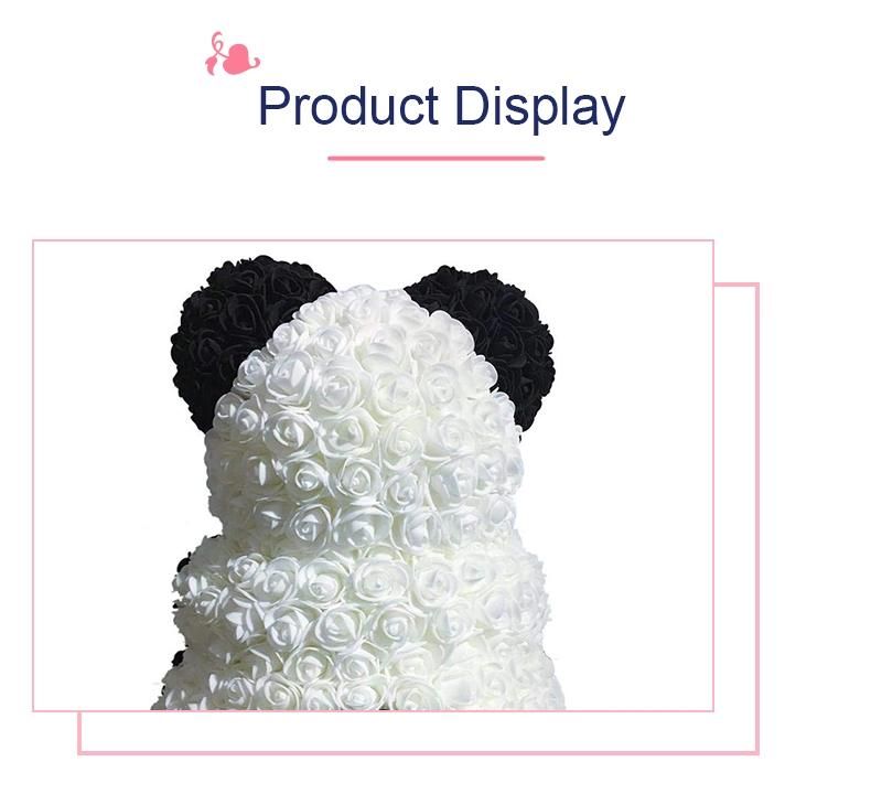 35 Cm Valentine′s Day Gifts Giant Panda Christmas Gift Rose Teddy Bears 3.5 Cm Flower Head Roses Bear with Heart