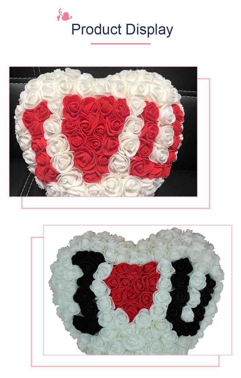 30cm Heart Shape Preserved Rose Artificial Foam Flower Heart with Gift Box