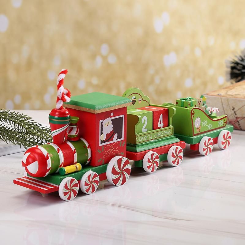 Christmas Wooden Toys Tabletop Decoration Calendar Navidad Train Christmas Innovative Gift Kid Toys