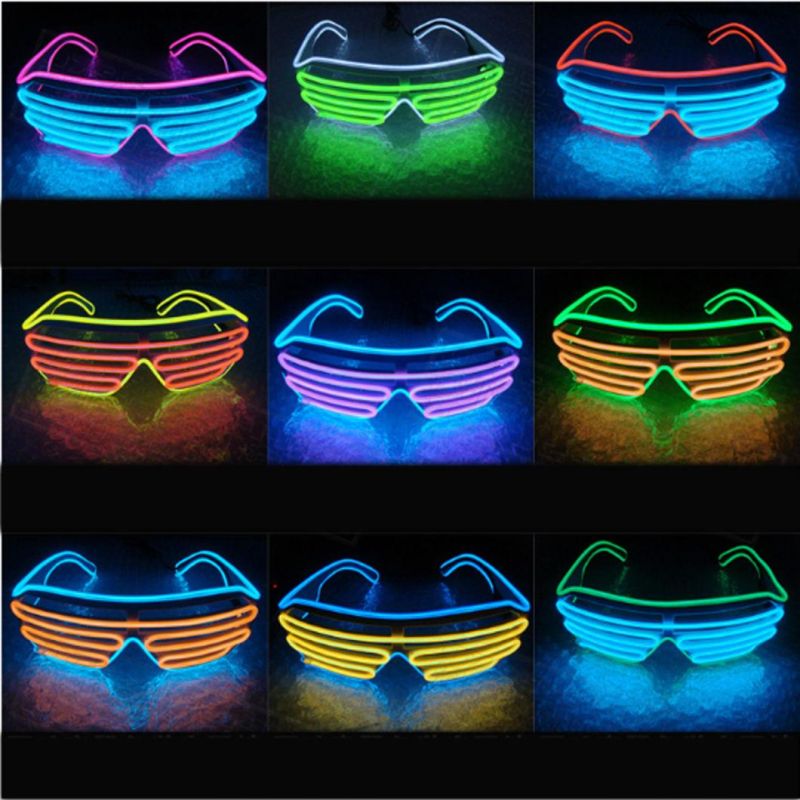 LED Shutter EL Wire Neon Rave Glasses Flashing LED Sunglasses