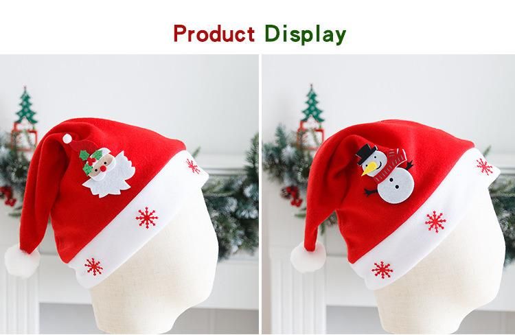 New Flannelette Cartoon Hat Christmas Decorations Felt-Patterned Hat Santa Hat Holiday Party Cap