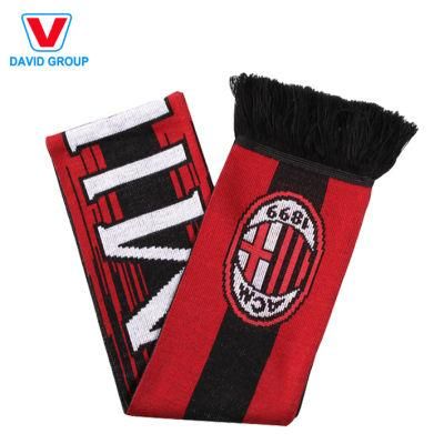 Custom Acrylic Jacquard Fans Knitted Scarf Sport Knitted Scarf Football