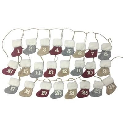 Wholesale Felt Stocking Socks Christmas Decoration Bunting Advent Calendar Hanging Ornaments Candy Storage Bags Garlands Wall Home Decoration