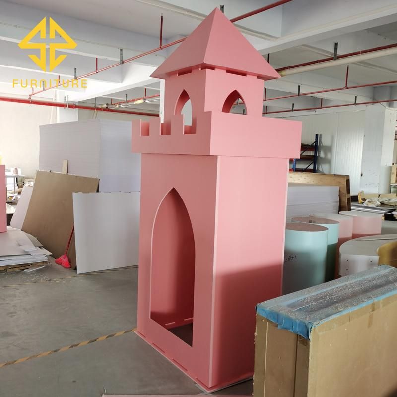 New Design PVC Production Pink Wedding Banquet Event Children Birthday Party Decoration Fortress Backdrop