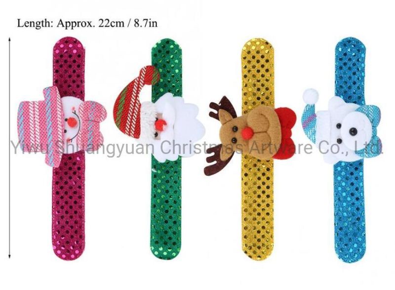 Christmas Dazzling Gift Xmas Slap Circle Bracelet Wrist Band Childern Baby Gift Cute Kidschristmas Slap Band