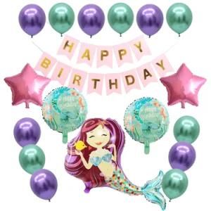 Mermaid Aluminum Film Balloon Banner Streamer Set Party Supplies