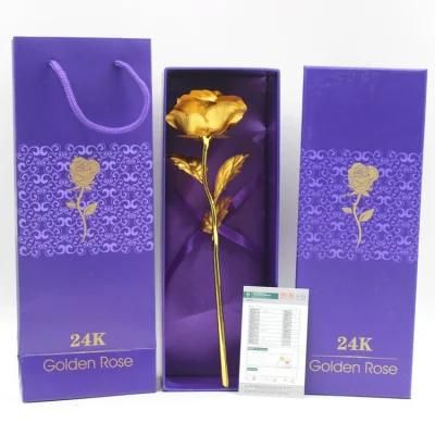 Valentine&prime;s Day Gift Rainbow Rose Galaxy Rose 24K Gold Rose Artificial Crystal Rose Starry Sky Gold-Plated Rose Gold Foil Rose