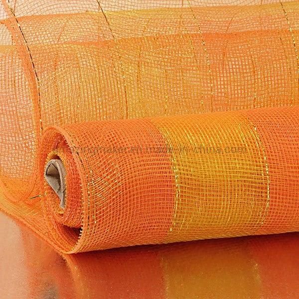 Wide Spaced Metallic Stripe Bi-Colored 10′′ Deco Mesh