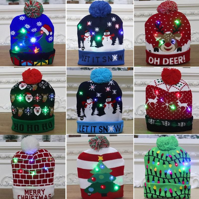 New 2021 Hot Kids Adult Christmas Hat Cute Santa Reindeer Snowman Xmas Gifts Bonnet Adulte Christmas Hat