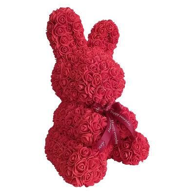 Amazon Hot Sale colorful 40cm High Foam Rose Flower Rabbit for Valentine Gift