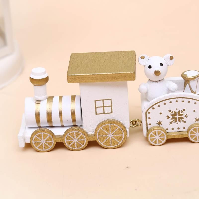 5 Pieces/Set Wood Christmas Xmas Train Decoration Decor Gift