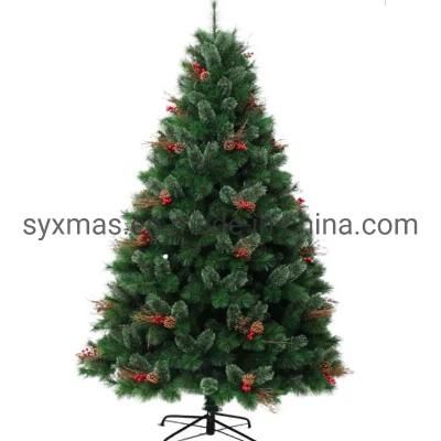 Green PVC Christmas Tree 9FT Christmas Tree Pine Needle Tree with Ornaments