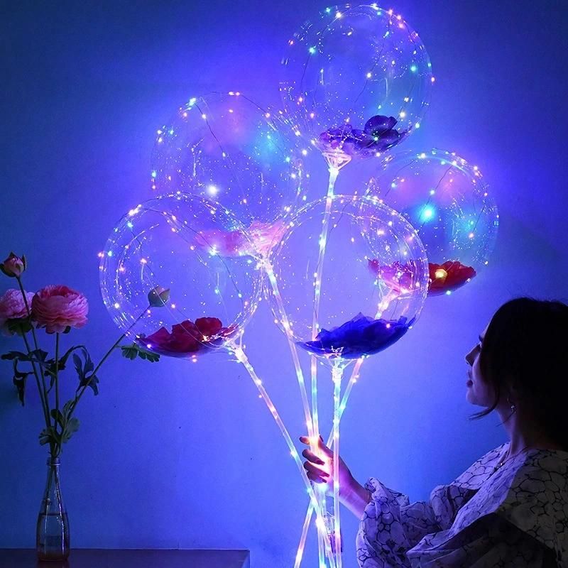 Glow in The Dark Party Decor Transparent LED Bobo Light Balloon Luminous