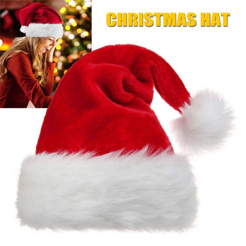 Dropshipping 2022 Christmas Red Adult Children Plush Christmas Hat