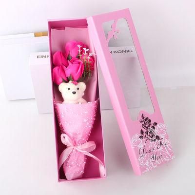 Factory Soap Flower Rose Teddy Bear for Christmas, Valentine&prime;s Day, Mother&prime;s Day Gifts