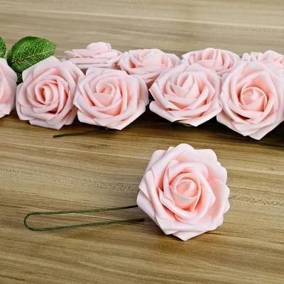 Sevenstar Wholesale 25PCS/Box Foam Rose Flower with Stem High Quality PE Rose Head for Flower Arrangemen