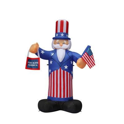 240cm 8FT Tall Inflatable Sam with Flag Independence Day Decor Yard