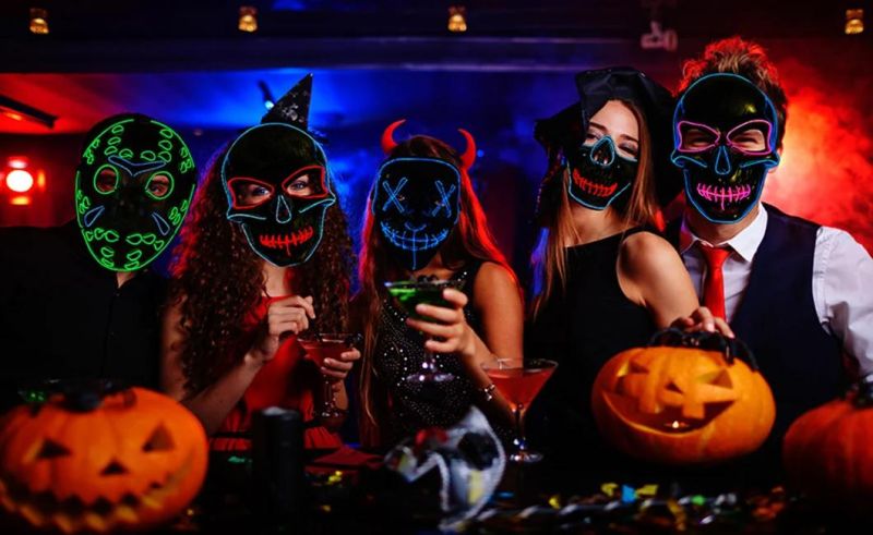 Halloween Scary LED Pumpkin Mask EL Light up for Party