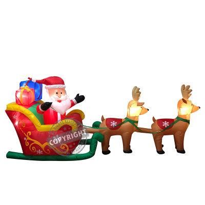 Inflatable Santa Sleigh with Reindeer Christmas Outdoor Decoration with LED Light