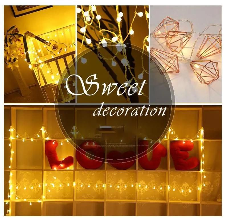 Wrought Iron Diamond LED Battery String Decoration Light