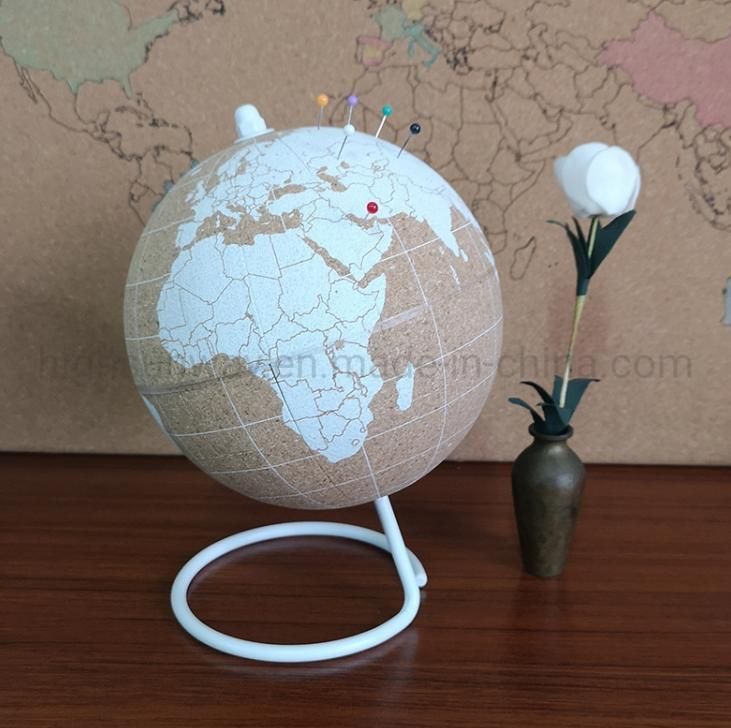 8 Inch Teaching Cork Globe with Push Pins Desktop Decoration Promotional Gift Office Decoration