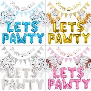 23PCS Pet Birthday Banner 16&quot; Aluminum Foil Dog Paw Balloon Party Decoration